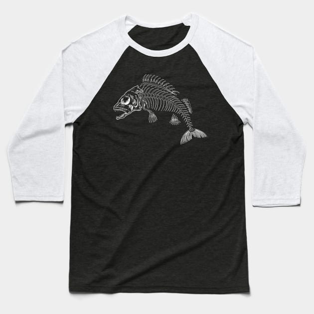 Hand drawn Fishbone Baseball T-Shirt by jitkaegressy